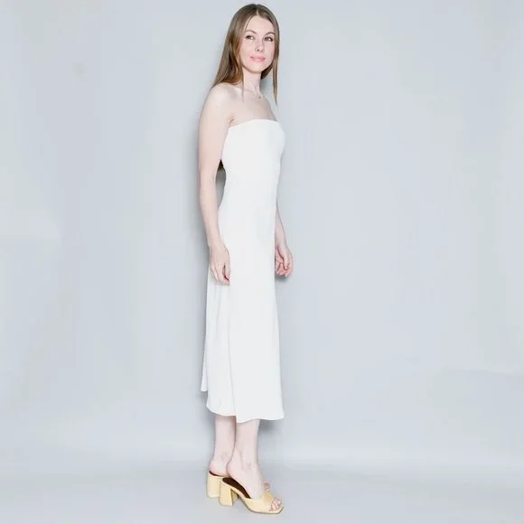AMANDA UPRICHARD Ivory Mandy Strapless Midi Dress - Picture 4 of 7